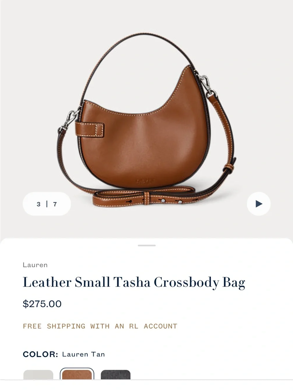 Lauren Ralph Lauren Leather Small Tasha Crossbody Bag
